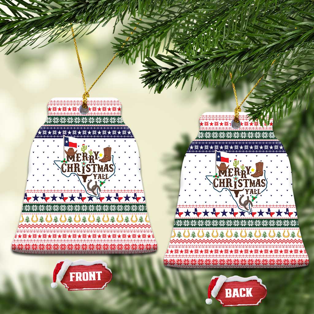 Merry Christmas Yall Texas Ceramic Ornament Xmas Holiday Patterns - Wonder Print Shop