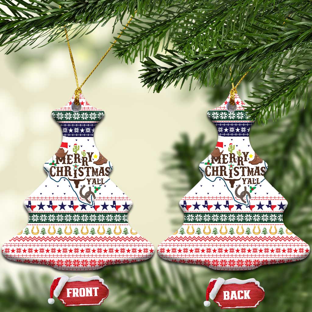 Merry Christmas Yall Texas Ceramic Ornament Xmas Holiday Patterns - Wonder Print Shop