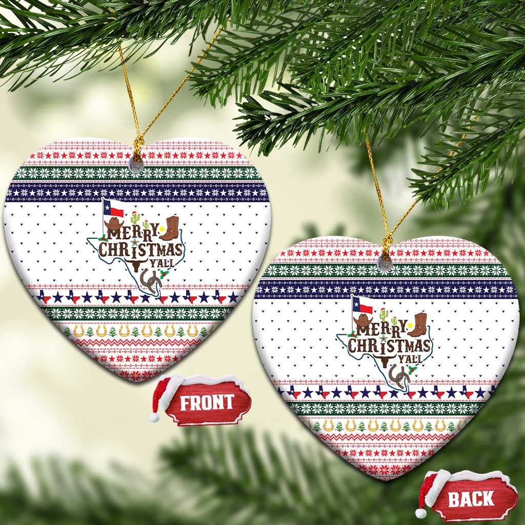 Merry Christmas Yall Texas Ceramic Ornament Xmas Holiday Patterns - Wonder Print Shop