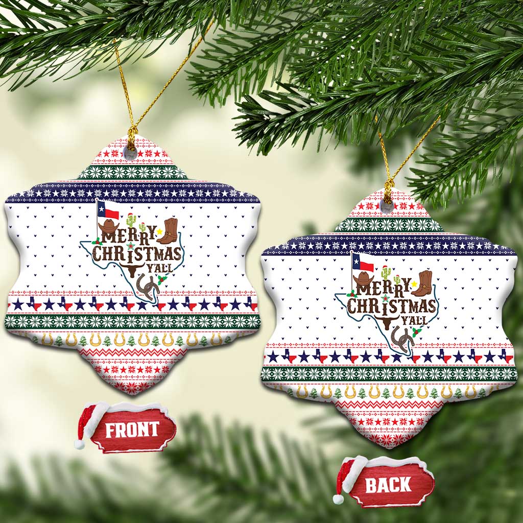 Merry Christmas Yall Texas Ceramic Ornament Xmas Holiday Patterns - Wonder Print Shop