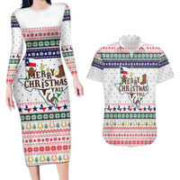 Merry Christmas Yall Texas Couples Matching Long Sleeve Bodycon Dress and Hawaiian Shirt Xmas Holiday Patterns - Wonder Print Shop