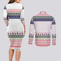 Merry Christmas Yall Texas Couples Matching Long Sleeve Bodycon Dress and Long Sleeve Button Shirt Xmas Holiday Patterns - Wonder Print Shop