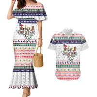 Merry Christmas Yall Texas Couples Matching Mermaid Dress and Hawaiian Shirt Xmas Holiday Patterns - Wonder Print Shop