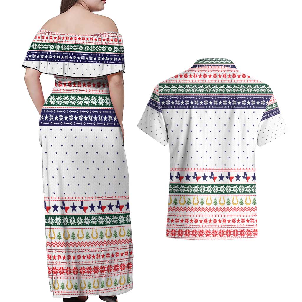 Merry Christmas Yall Texas Couples Matching Off Shoulder Maxi Dress and Hawaiian Shirt Xmas Holiday Patterns - Wonder Print Shop