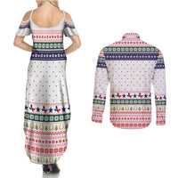 Merry Christmas Yall Texas Couples Matching Summer Maxi Dress and Long Sleeve Button Shirt Xmas Holiday Patterns - Wonder Print Shop