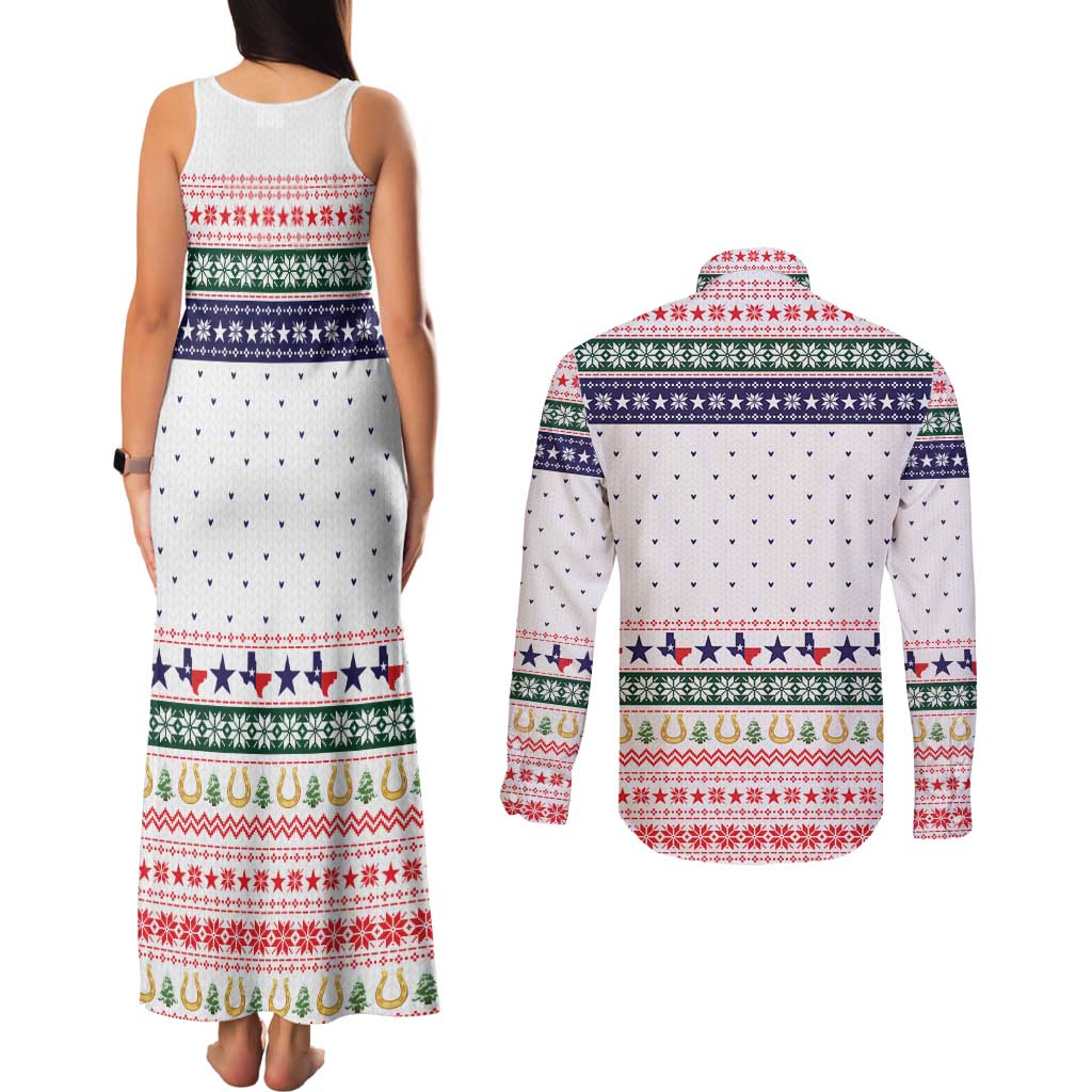 Merry Christmas Yall Texas Couples Matching Tank Maxi Dress and Long Sleeve Button Shirt Xmas Holiday Patterns - Wonder Print Shop
