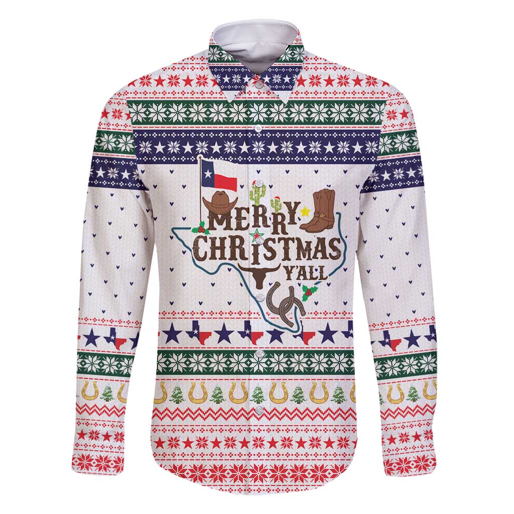 Merry Christmas Yall Texas Family Matching Long Sleeve Bodycon Dress and Hawaiian Shirt Xmas Holiday Patterns - Wonder Print Shop