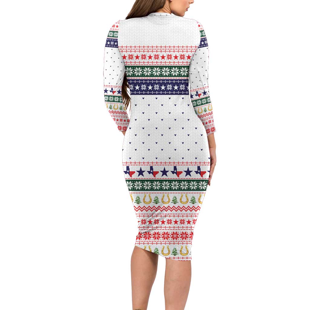 Merry Christmas Yall Texas Family Matching Long Sleeve Bodycon Dress and Hawaiian Shirt Xmas Holiday Patterns - Wonder Print Shop