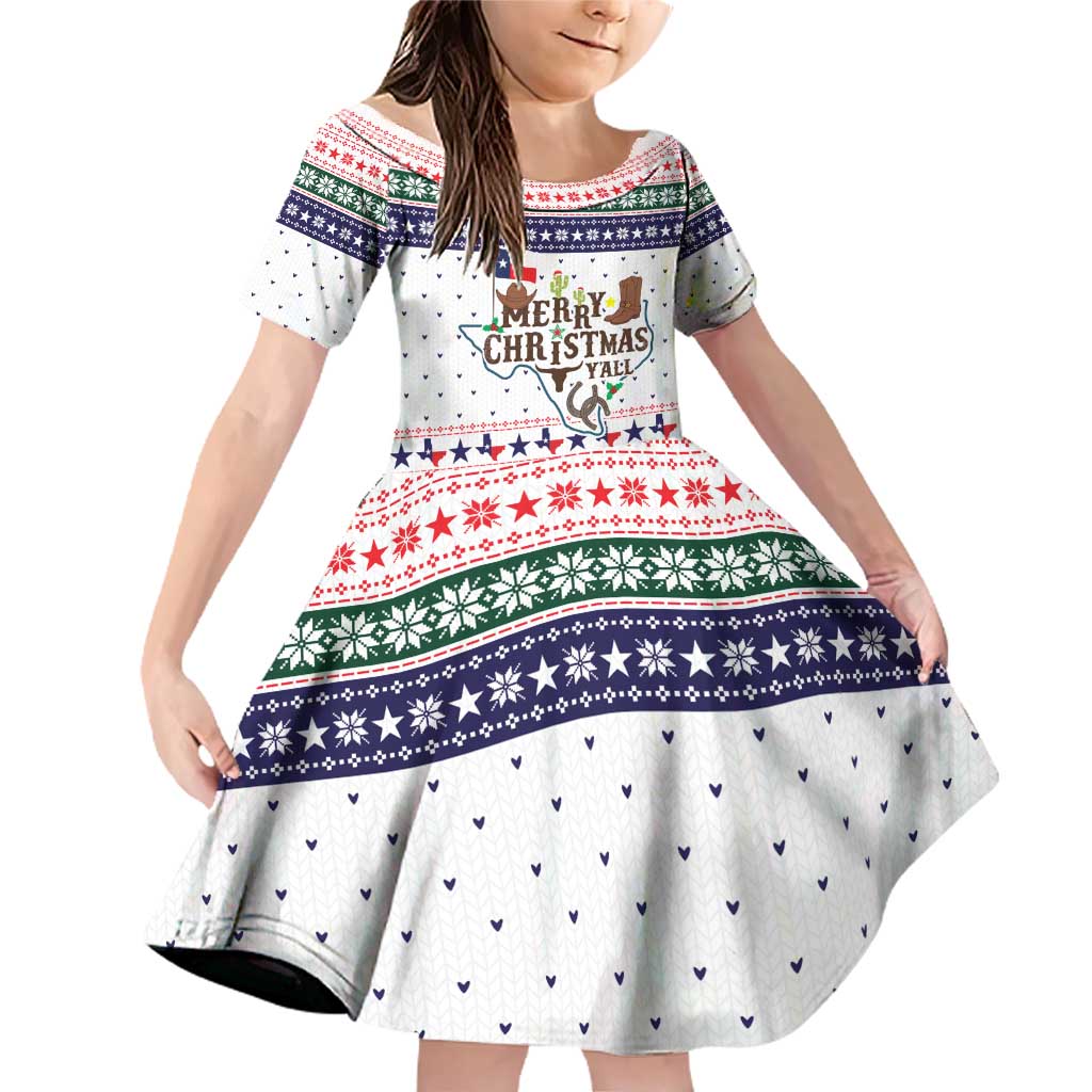 Merry Christmas Yall Texas Family Matching Off Shoulder Short Dress and Hawaiian Shirt Xmas Holiday Patterns - Wonder Print Shop