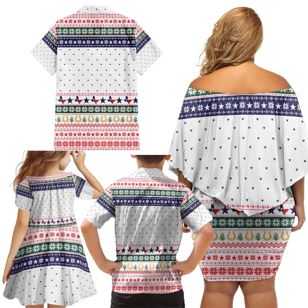 Merry Christmas Yall Texas Family Matching Off Shoulder Short Dress and Hawaiian Shirt Xmas Holiday Patterns - Wonder Print Shop