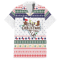 Merry Christmas Yall Texas Family Matching Off Shoulder Short Dress and Hawaiian Shirt Xmas Holiday Patterns - Wonder Print Shop
