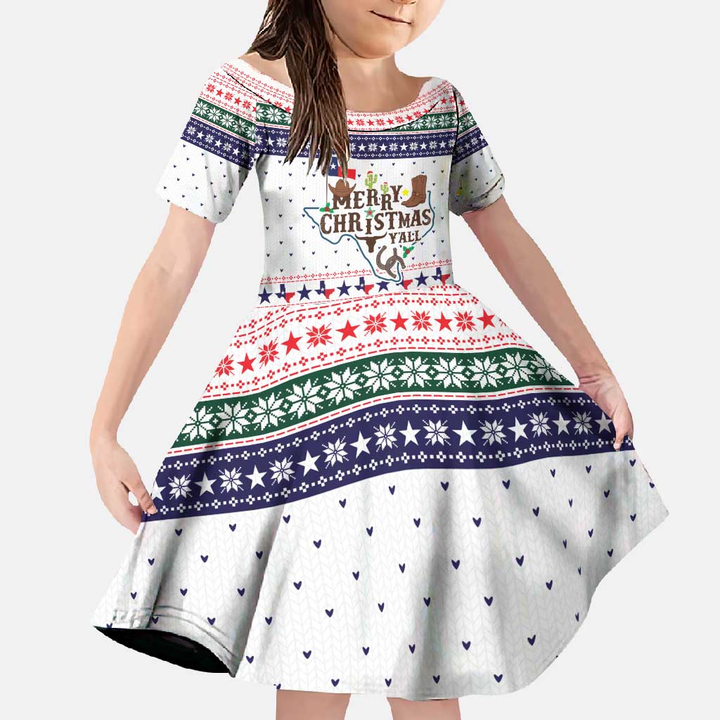 Merry Christmas Yall Texas Family Matching Short Sleeve Bodycon Dress and Hawaiian Shirt Xmas Holiday Patterns - Wonder Print Shop