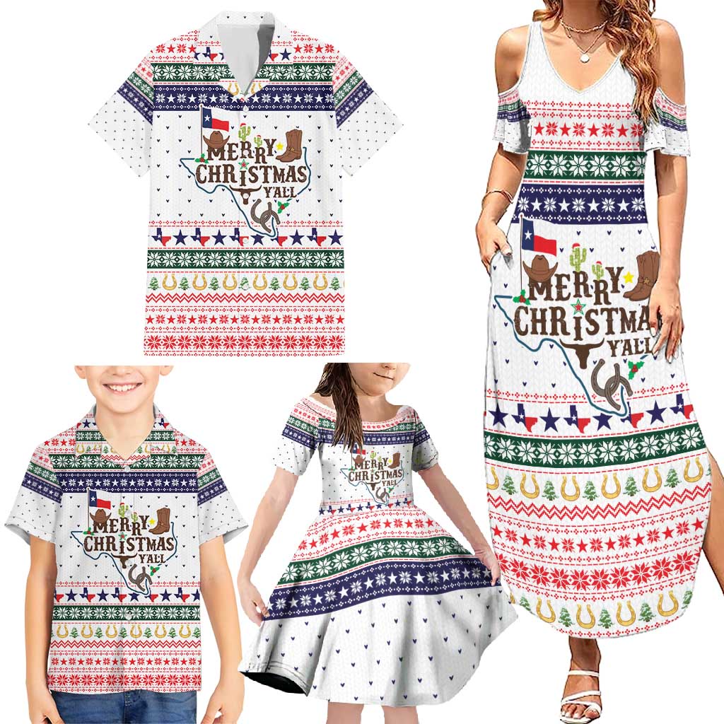 Merry Christmas Yall Texas Family Matching Summer Maxi Dress and Hawaiian Shirt Xmas Holiday Patterns - Wonder Print Shop