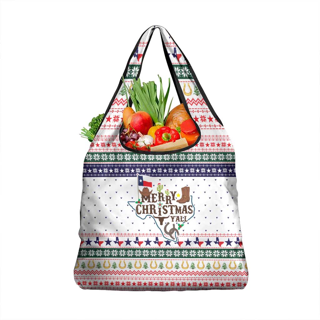 Merry Christmas Yall Texas Grocery Bag Xmas Holiday Patterns - Wonder Print Shop