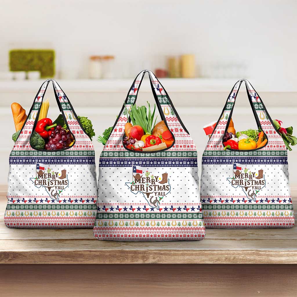 Merry Christmas Yall Texas Grocery Bag Xmas Holiday Patterns - Wonder Print Shop
