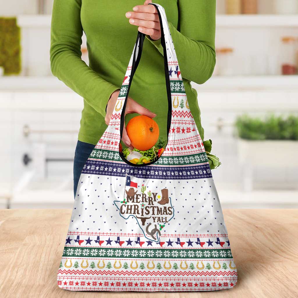 Merry Christmas Yall Texas Grocery Bag Xmas Holiday Patterns - Wonder Print Shop
