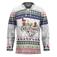 Merry Christmas Yall Texas Hockey Jersey Xmas Holiday Patterns - Wonder Print Shop