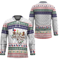 Merry Christmas Yall Texas Hockey Jersey Xmas Holiday Patterns - Wonder Print Shop