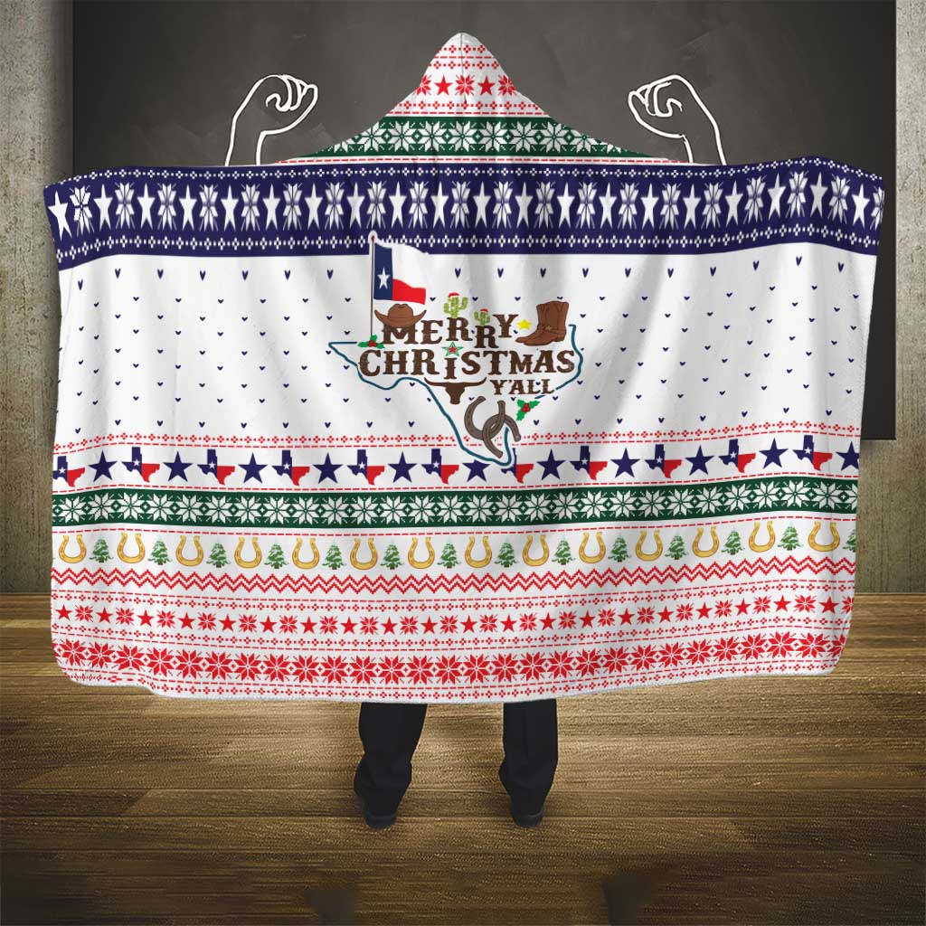 Merry Christmas Yall Texas Hooded Blanket Xmas Holiday Patterns - Wonder Print Shop