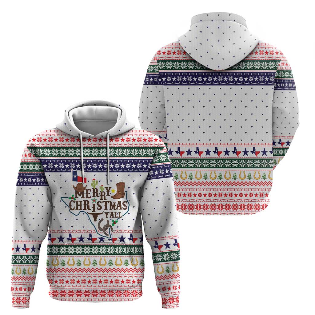 Merry Christmas Yall Texas Hoodie Xmas Holiday Patterns - Wonder Print Shop