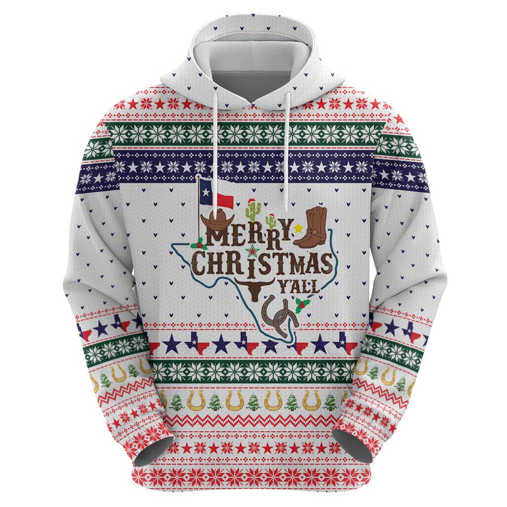 Merry Christmas Yall Texas Hoodie Xmas Holiday Patterns - Wonder Print Shop