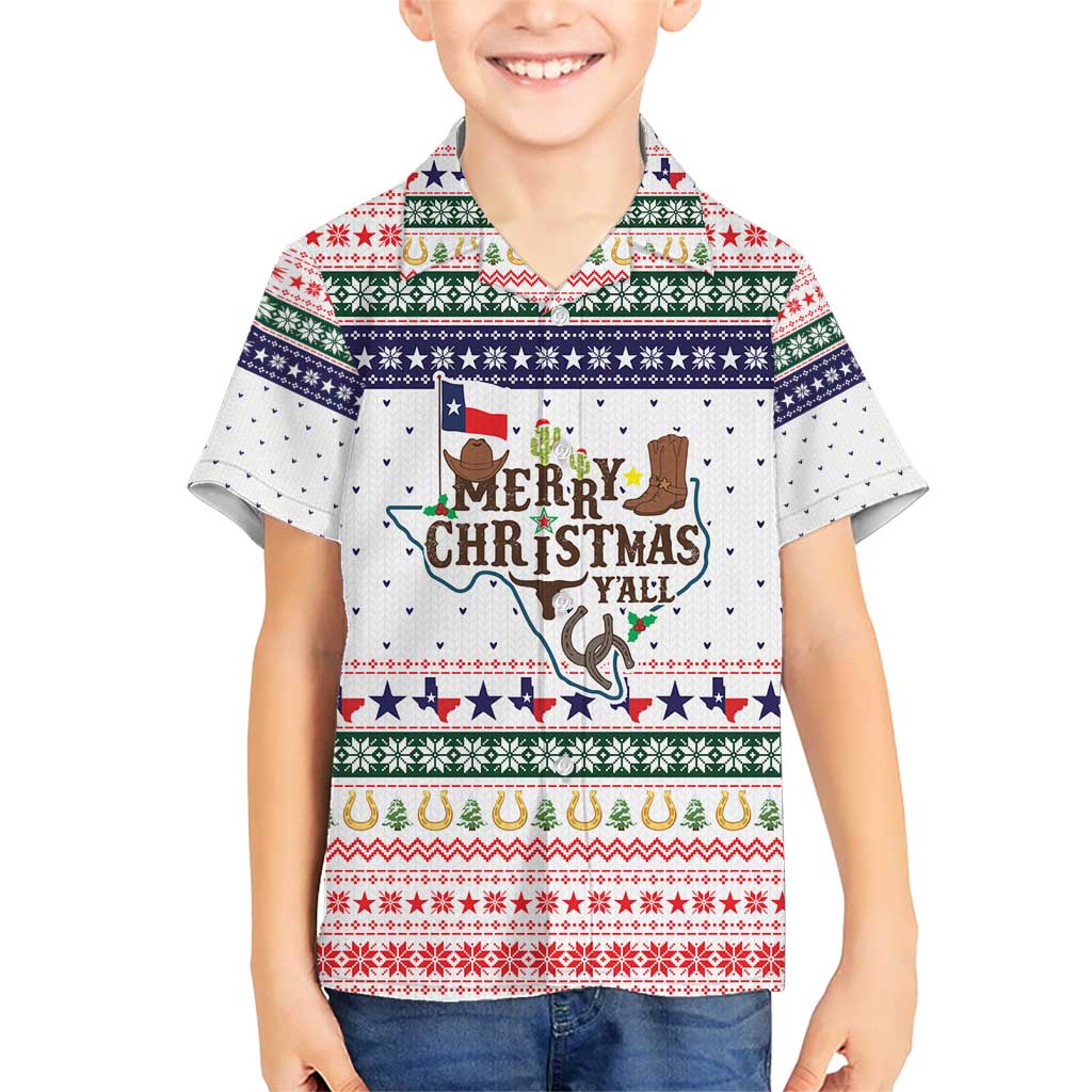 Merry Christmas Yall Texas Kid Hawaiian Shirt Xmas Holiday Patterns - Wonder Print Shop