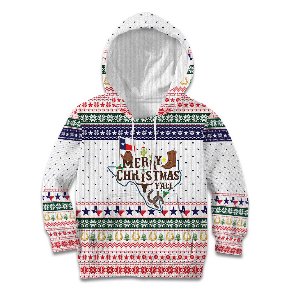 Merry Christmas Yall Texas Kid Hoodie Xmas Holiday Patterns - Wonder Print Shop