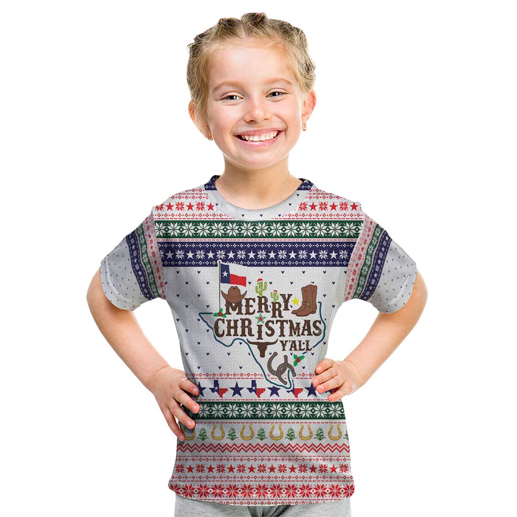 Merry Christmas Yall Texas Kid T Shirt Xmas Holiday Patterns - Wonder Print Shop