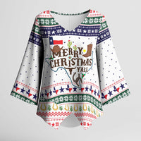 Merry Christmas Yall Texas Kimono Sleeve Blouse Xmas Holiday Patterns - Wonder Print Shop