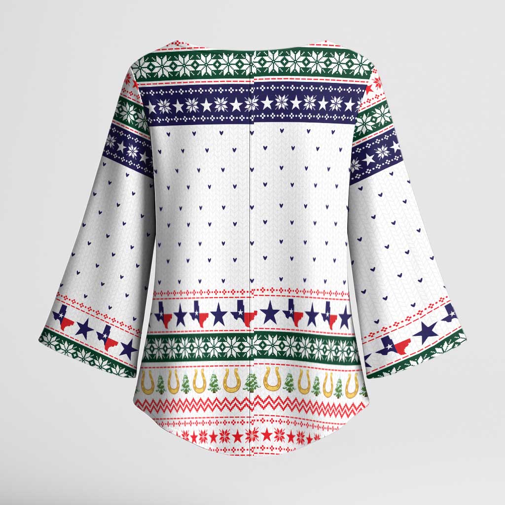 Merry Christmas Yall Texas Kimono Sleeve Blouse Xmas Holiday Patterns - Wonder Print Shop