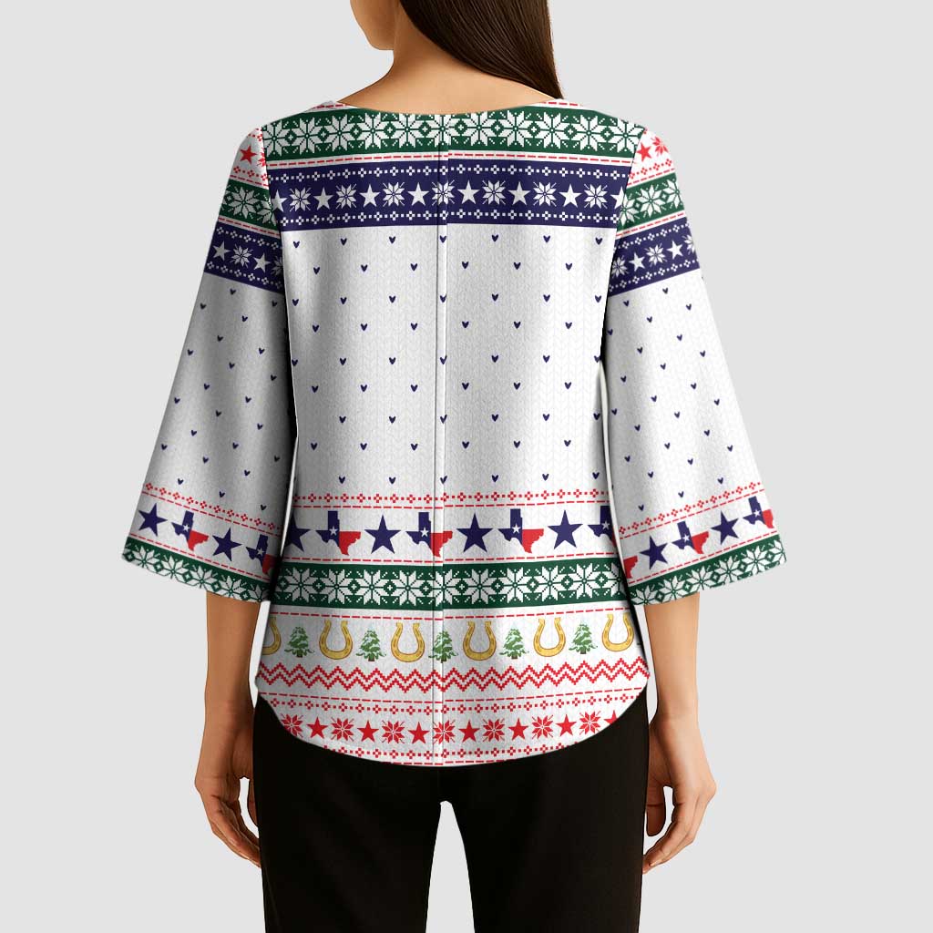 Merry Christmas Yall Texas Kimono Sleeve Blouse Xmas Holiday Patterns - Wonder Print Shop