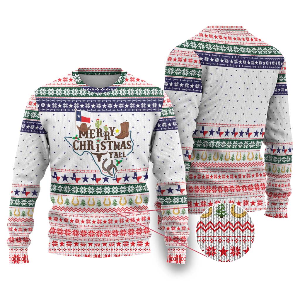 Merry Christmas Yall Texas Ugly Christmas Sweater Xmas Holiday Patterns - Wonder Print Shop