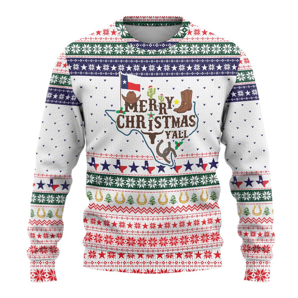 Merry Christmas Yall Texas Ugly Christmas Sweater Xmas Holiday Patterns - Wonder Print Shop
