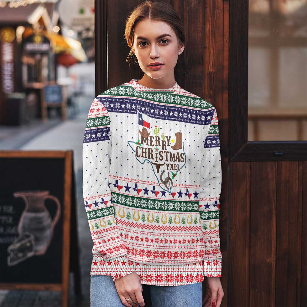 Merry Christmas Yall Texas Ugly Christmas Sweater Xmas Holiday Patterns - Wonder Print Shop
