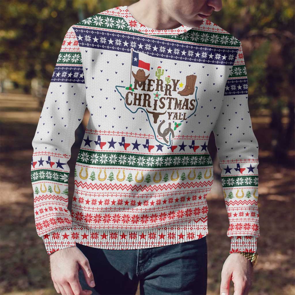 Merry Christmas Yall Texas Ugly Christmas Sweater Xmas Holiday Patterns - Wonder Print Shop