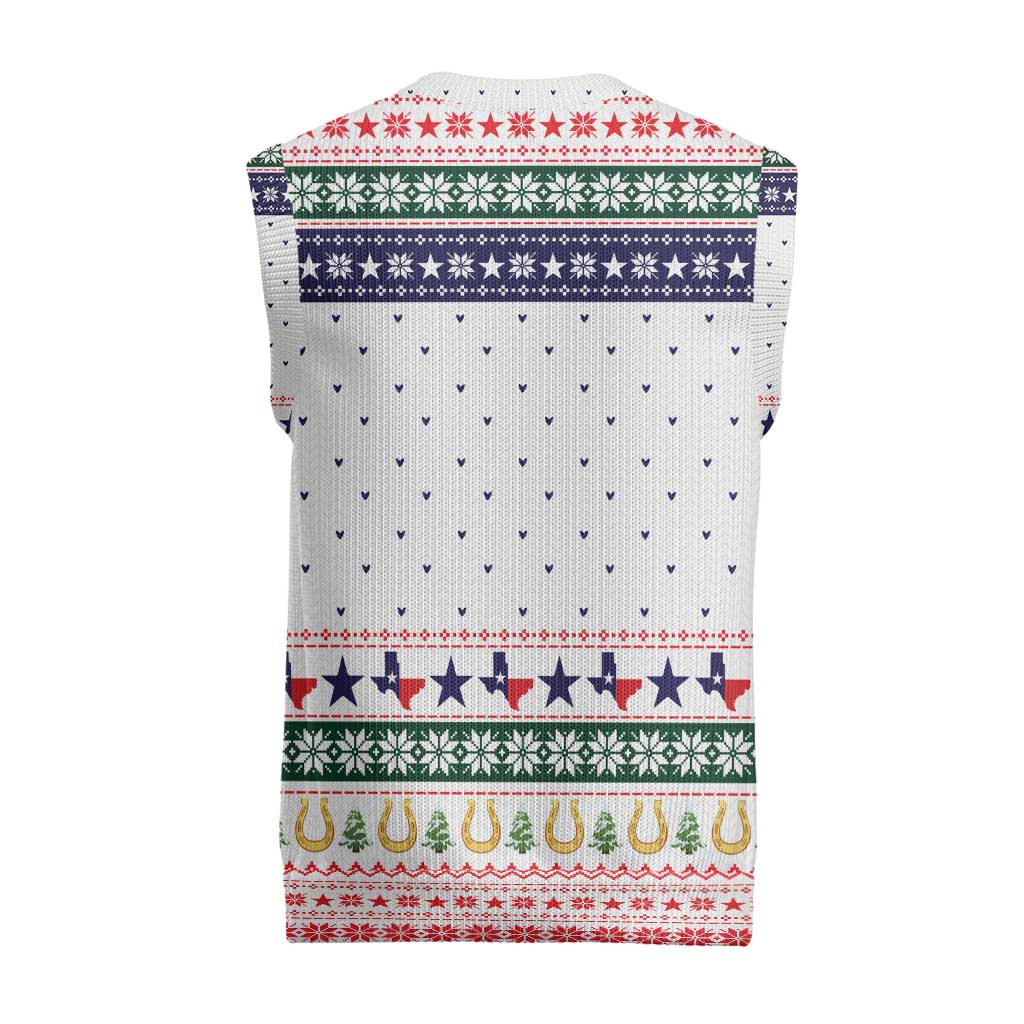Merry Christmas Yall Texas Christmas Knitted V-Neck Vest Xmas Holiday Patterns - Wonder Print Shop