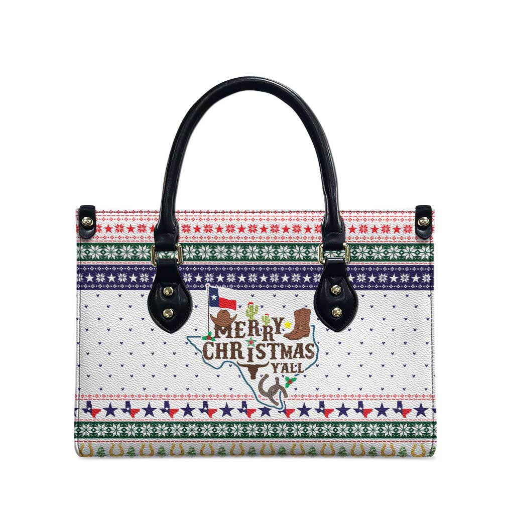Merry Christmas Yall Texas Leather Bag Xmas Holiday Patterns - Wonder Print Shop