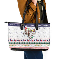 Merry Christmas Yall Texas Leather Tote Bag Xmas Holiday Patterns - Wonder Print Shop