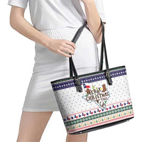 Merry Christmas Yall Texas Leather Tote Bag Xmas Holiday Patterns - Wonder Print Shop