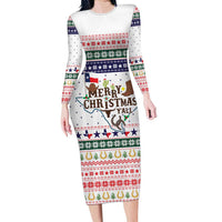 Merry Christmas Yall Texas Long Sleeve Bodycon Dress Xmas Holiday Patterns - Wonder Print Shop