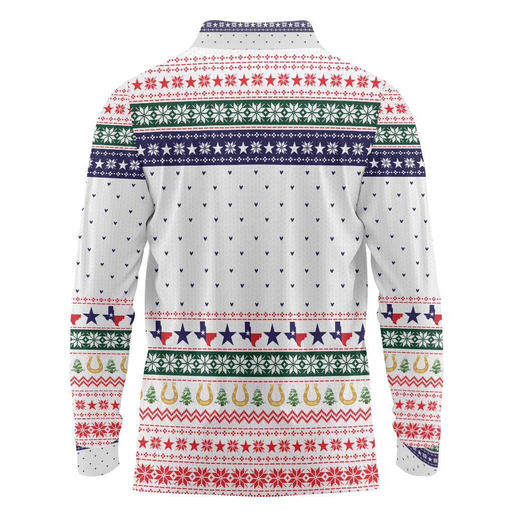 Merry Christmas Yall Texas Long Sleeve Polo Shirt Xmas Holiday Patterns - Wonder Print Shop