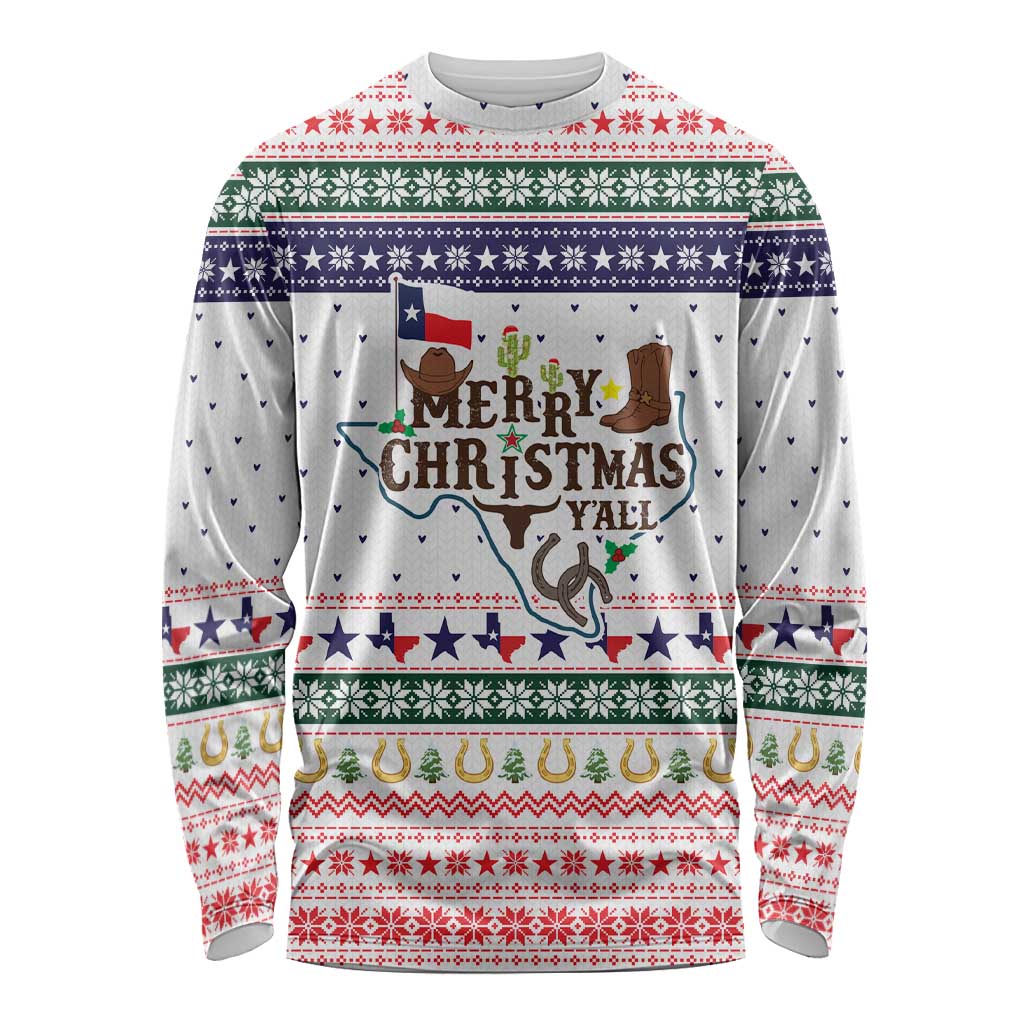 Merry Christmas Yall Texas Long Sleeve Shirt Xmas Holiday Patterns - Wonder Print Shop