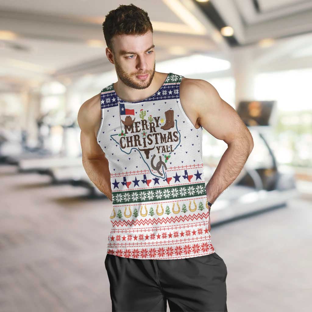 Merry Christmas Yall Texas Men Tank Top Xmas Holiday Patterns - Wonder Print Shop