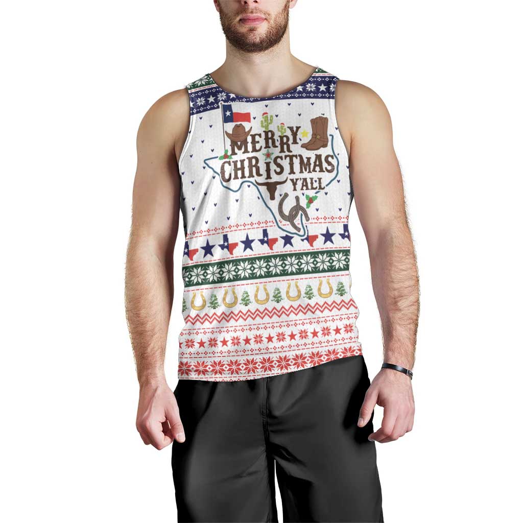 Merry Christmas Yall Texas Men Tank Top Xmas Holiday Patterns - Wonder Print Shop