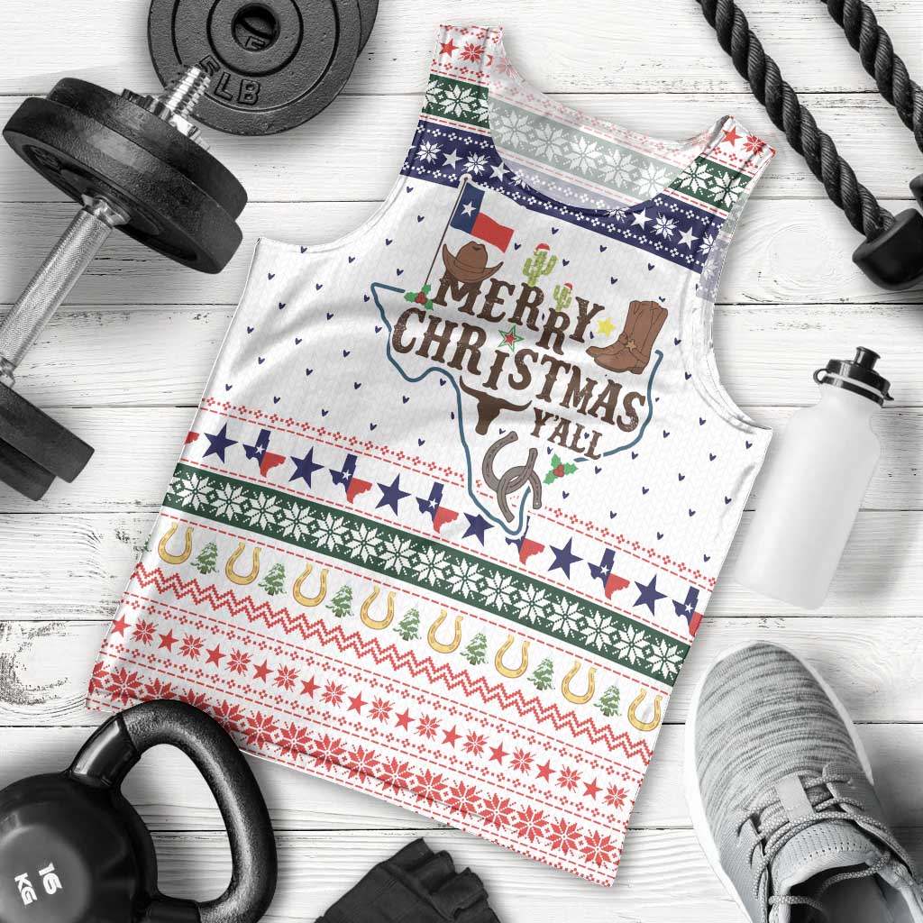 Merry Christmas Yall Texas Men Tank Top Xmas Holiday Patterns - Wonder Print Shop