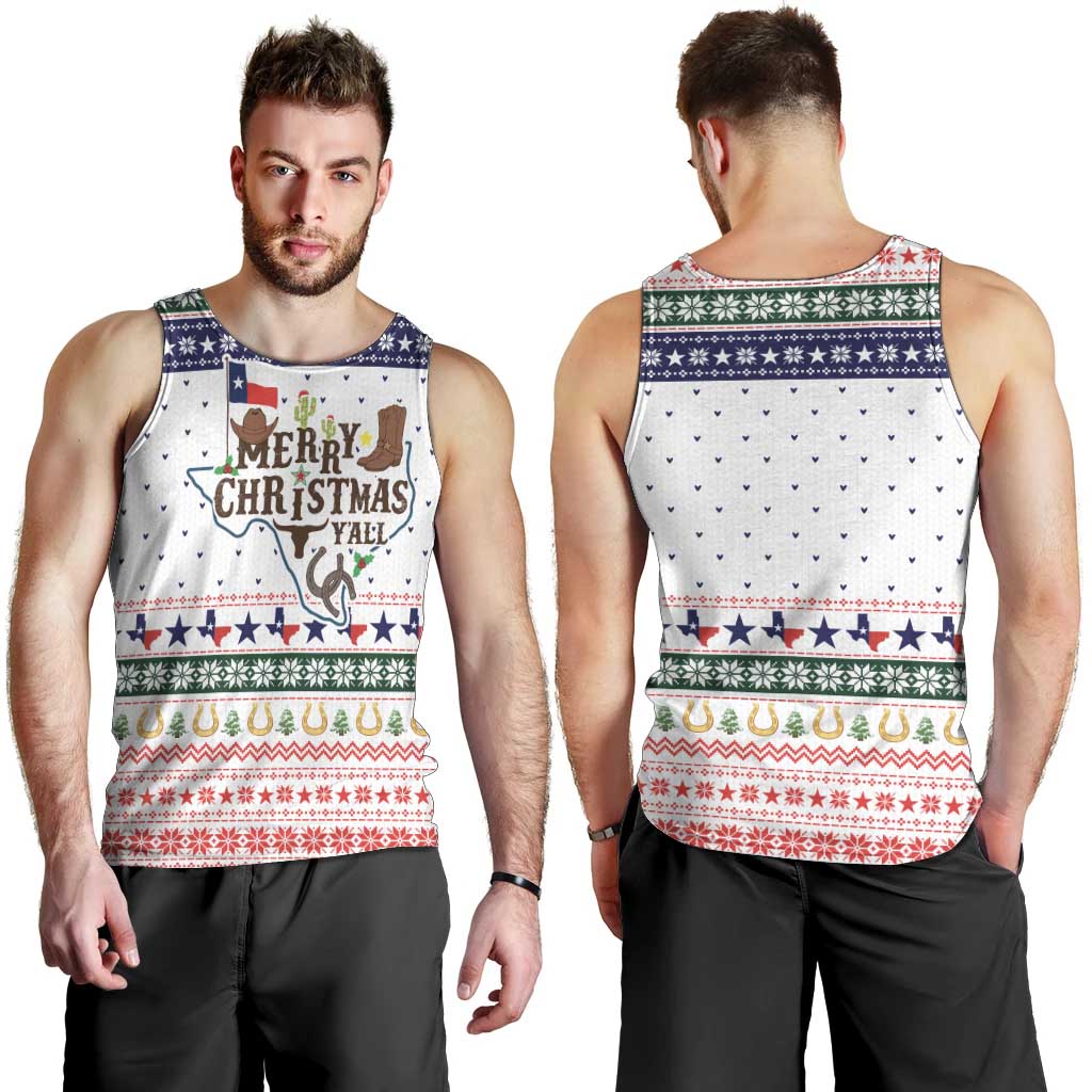 Merry Christmas Yall Texas Men Tank Top Xmas Holiday Patterns - Wonder Print Shop