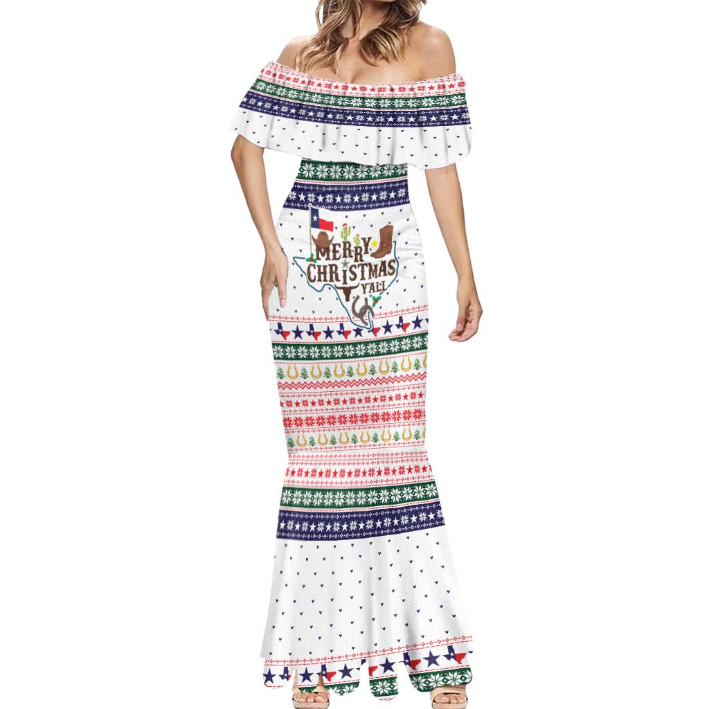 Merry Christmas Yall Texas Mermaid Dress Xmas Holiday Patterns - Wonder Print Shop