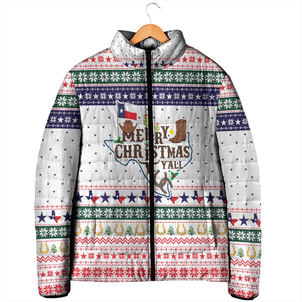 Merry Christmas Yall Texas Padded Jacket Xmas Holiday Patterns - Wonder Print Shop