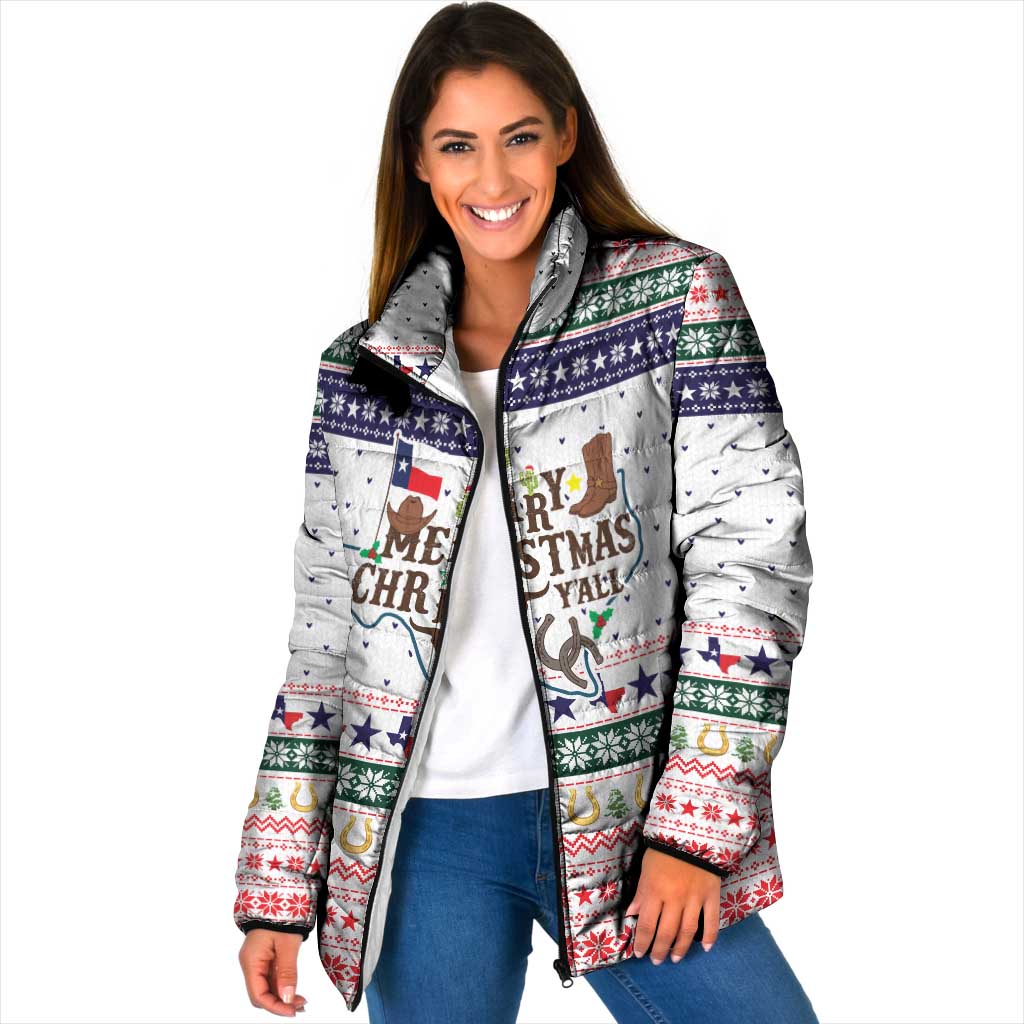 Merry Christmas Yall Texas Padded Jacket Xmas Holiday Patterns - Wonder Print Shop