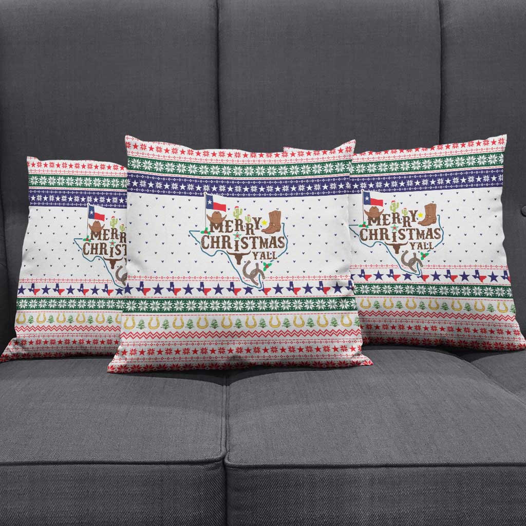 Merry Christmas Yall Texas Pillow Cover Xmas Holiday Patterns - Wonder Print Shop